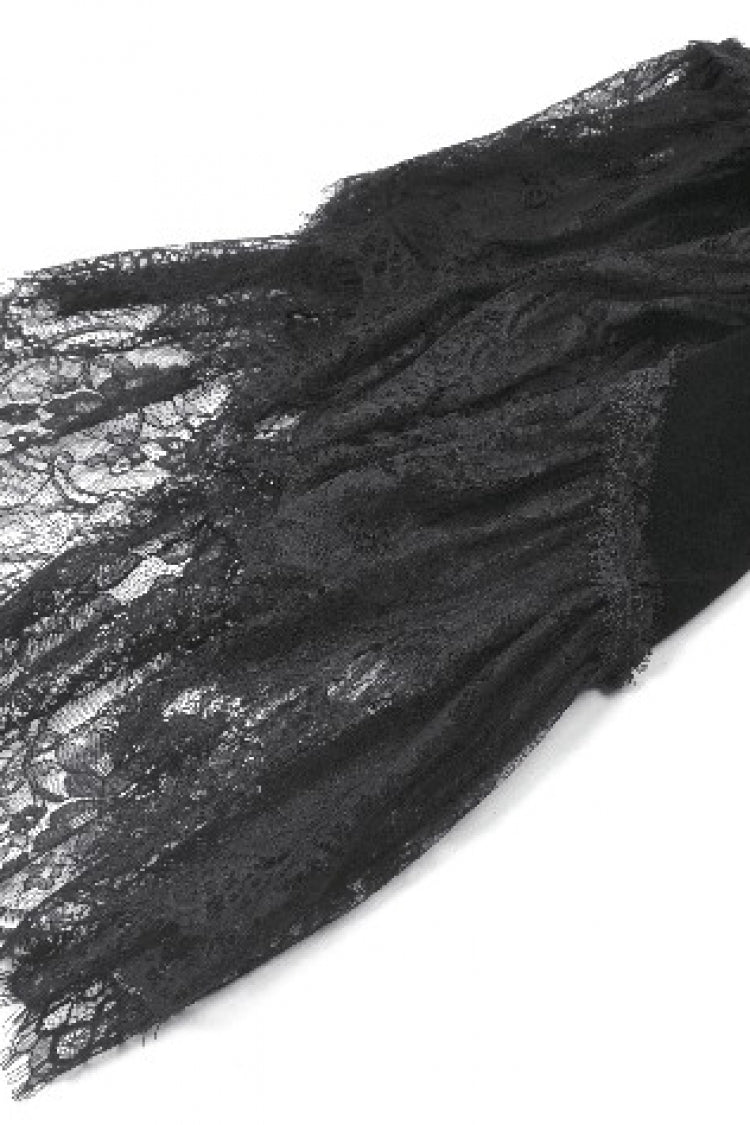 Spliced Velvet Long Flared Sleeve Floral Feather Gothic Cape for Women Lace