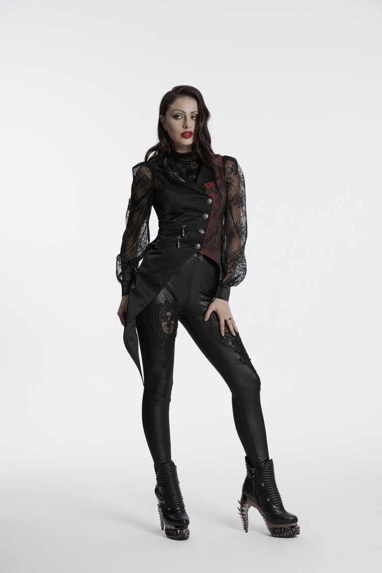 Embroidery Lace Asymmetric Gothic Sleeveless Vest