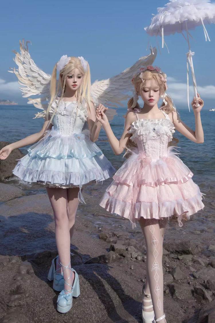 Wings Arrival Multilayer Ruffle Ballet Sweet Elegant Lolita Jumper Dress 3 Colors
