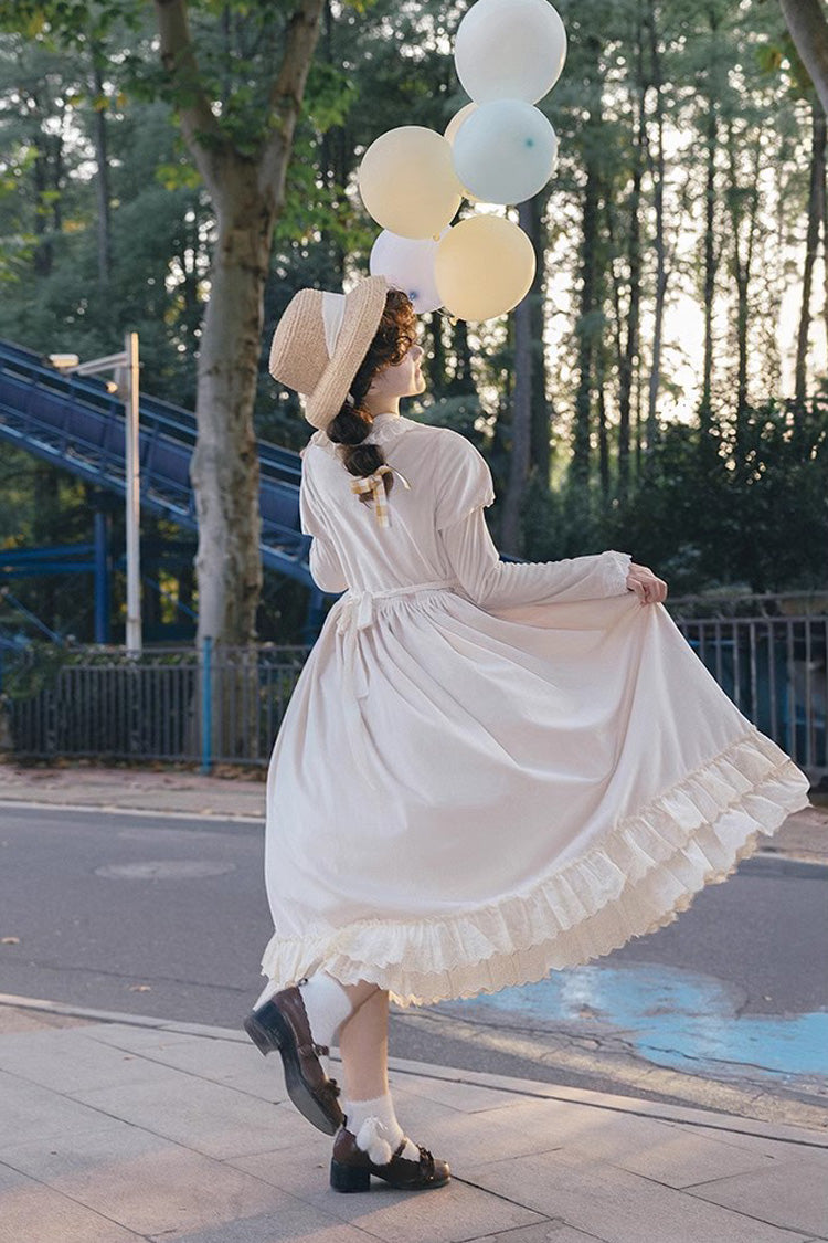 Ivory Round Collar Long Sleeved Ruffled Sweet Lolita Dress