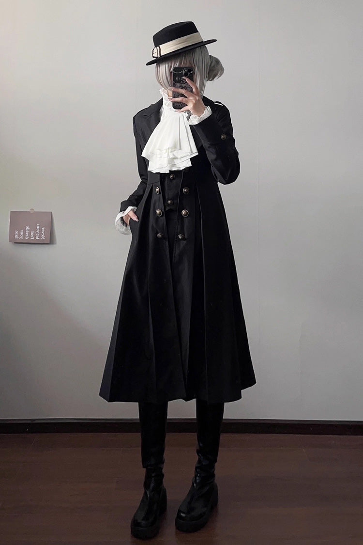 Slim Gothic Trench Coat with Long Sleeves - Paranoid's Punishment, 2 Shades