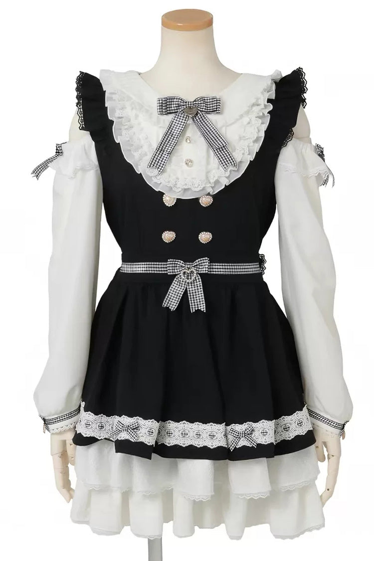 Off-Shoulder Ruffle Bow Dress & Shorts - Jirai Kei Set