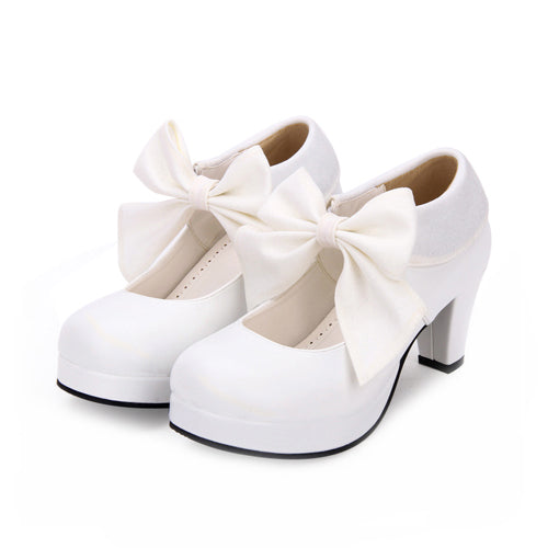 Big Bowknot Sweet Lolita Shoes - Round Toe Style