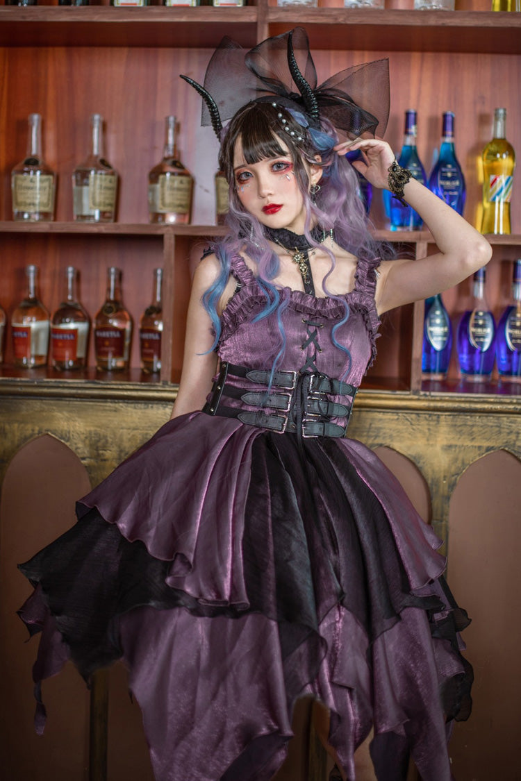 Purple Lust Multi-Layered Asymmetric JSK Gothic Lolita Dress