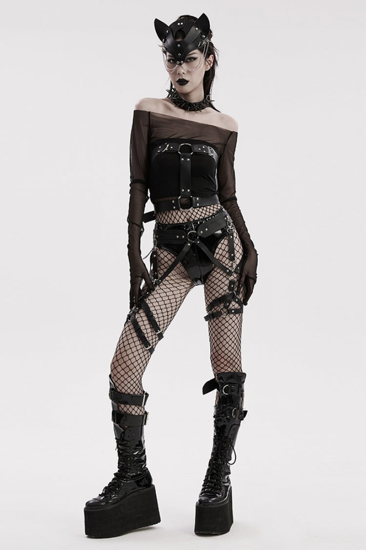 Faux Leather Steampunk Choker with Rivets for Women