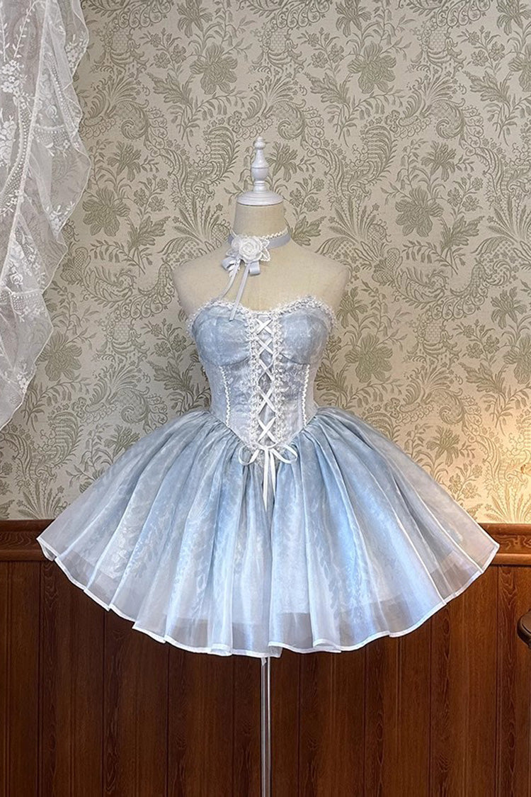 Azure Bridal Sweet JSK with Bowknot and Fish-Bone Corset