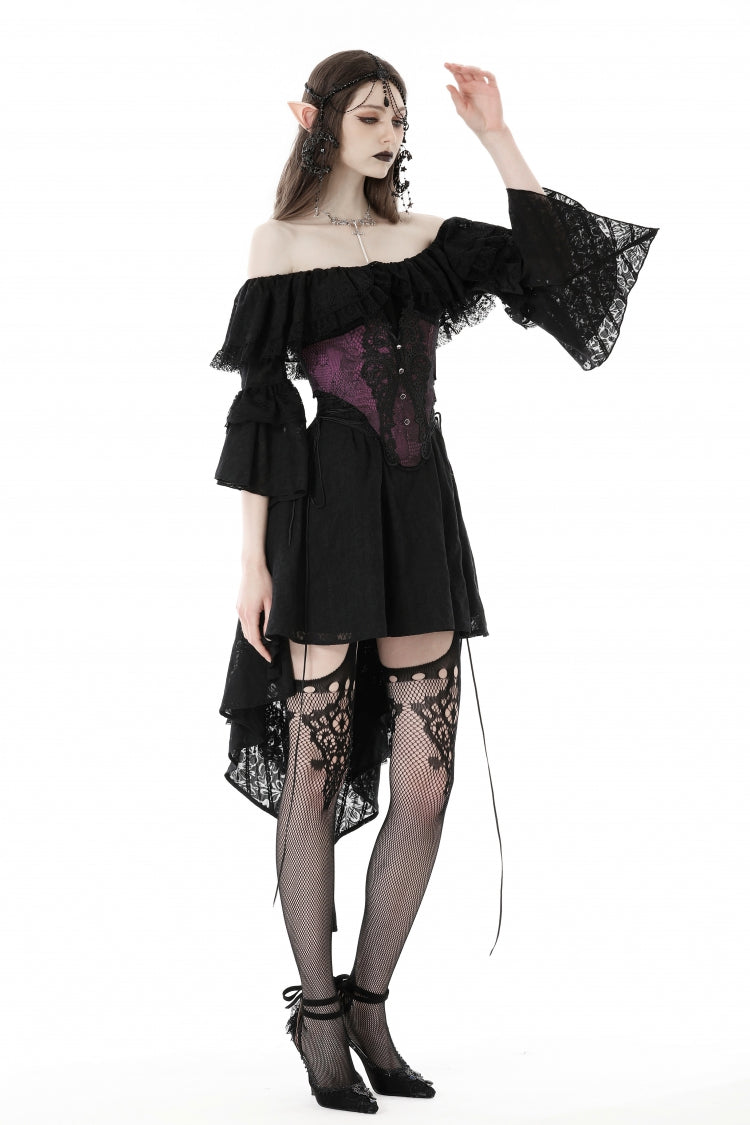 Mauve Butterfly Embroidered Lace Luxurious Royal Underbust Corset