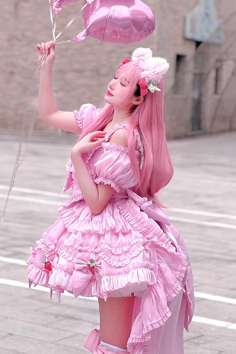 Rose Strawberry Enchantress Party Theme Cute Sweet Princess Lolita Strapless Gown