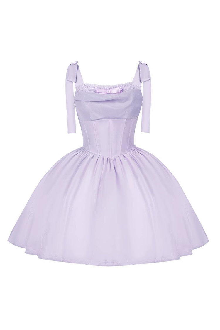 Foamy Sea Violet Sleeveless Ruffle Bowknot Fishbone Lolita JSK - Foamy Sea