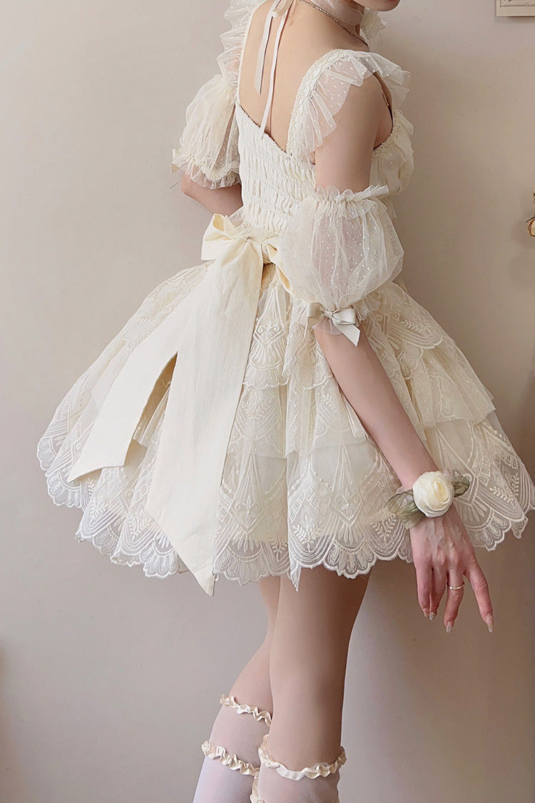 Ivory Triple-Layer Sweet Skirt with Bow - Tidal