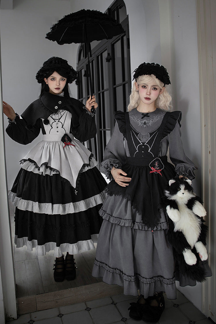 Castle Night Long Sleeved Ruffled Embroidered Gothic Lolita Dress