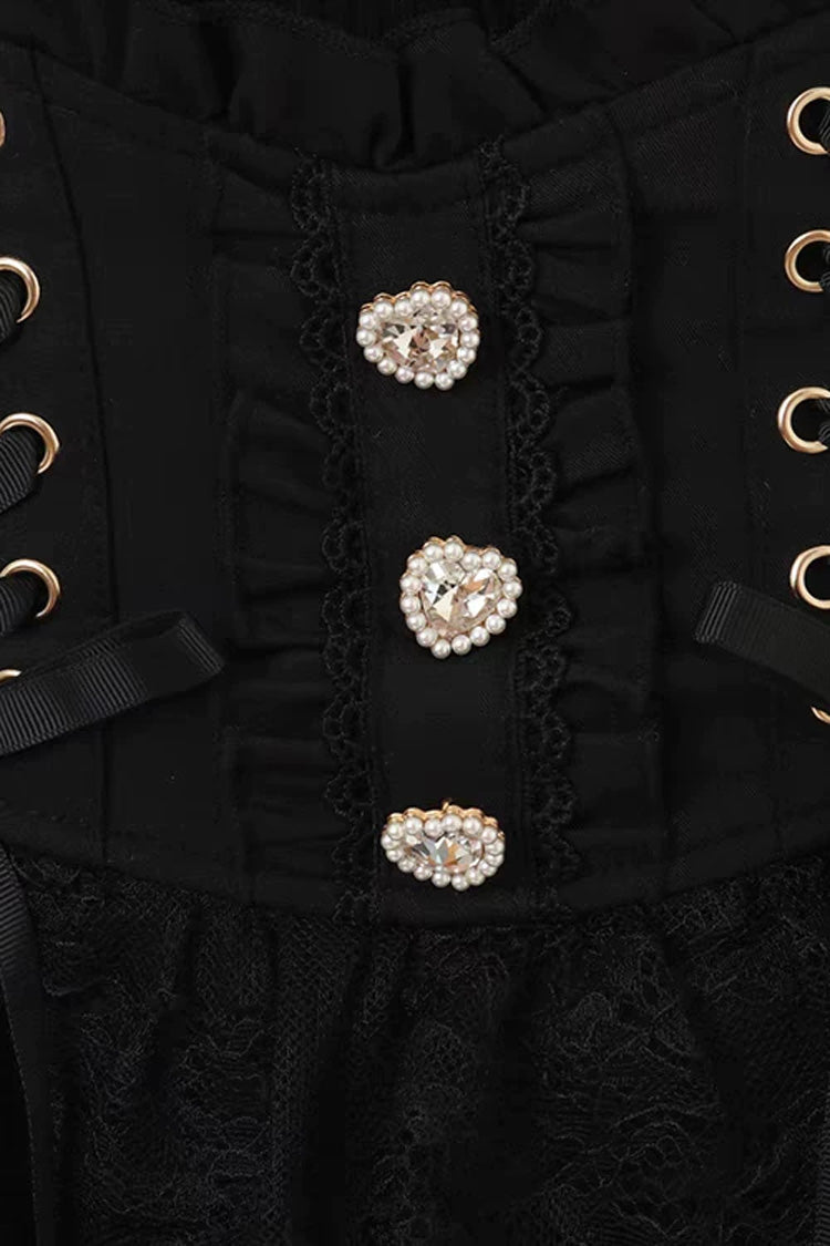 Adorable Triple-Tier Ruffled Lace-Up Skirt with Lace Accents in Three Shades