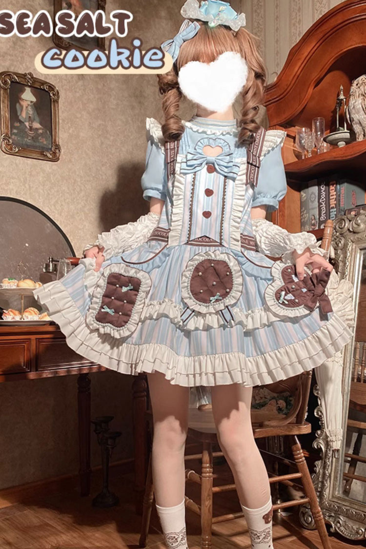 Sea Salt Cookies Short Sleeved Printed Ruffled Sweet Lolita Dress
