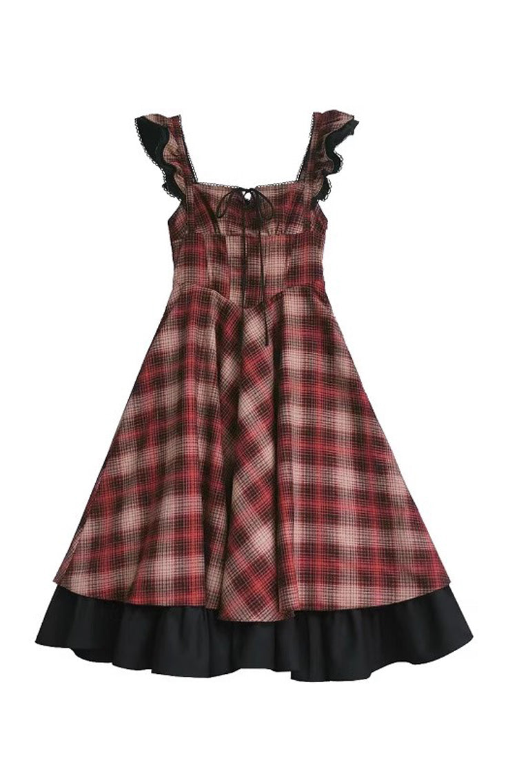 Red Madeline Print Ruffled Vintage Elegant Jumper Dress