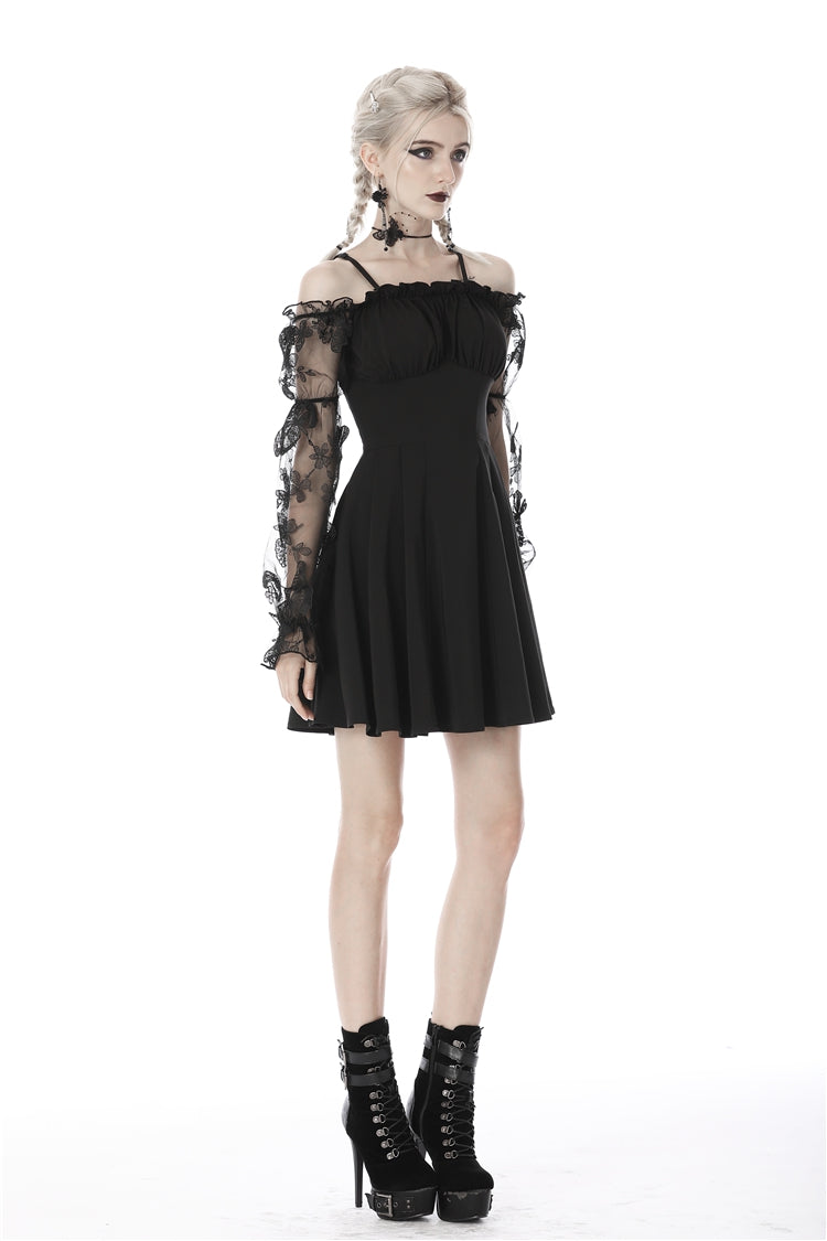 Graduation Lace Dress with Off-Shoulder and Lace-Up Front