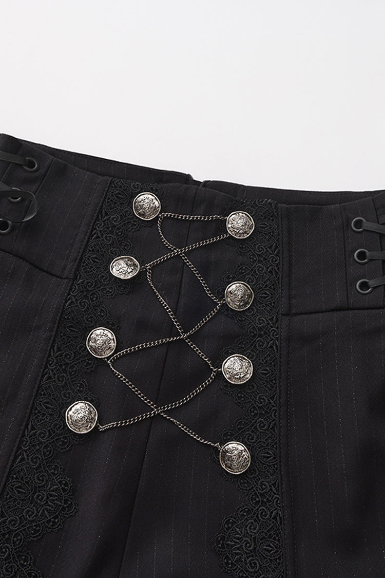 Elegant Ouji Lolita Pants with Chain Cross Embroidery, Double-Breasted Prince Style