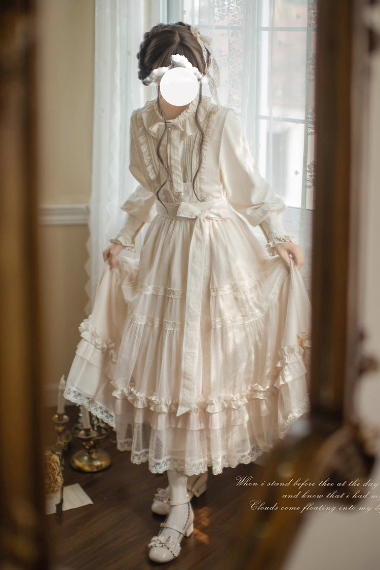Ivory Sleeveless Ruffled Lace Japanese Elegant Lolita Jumper