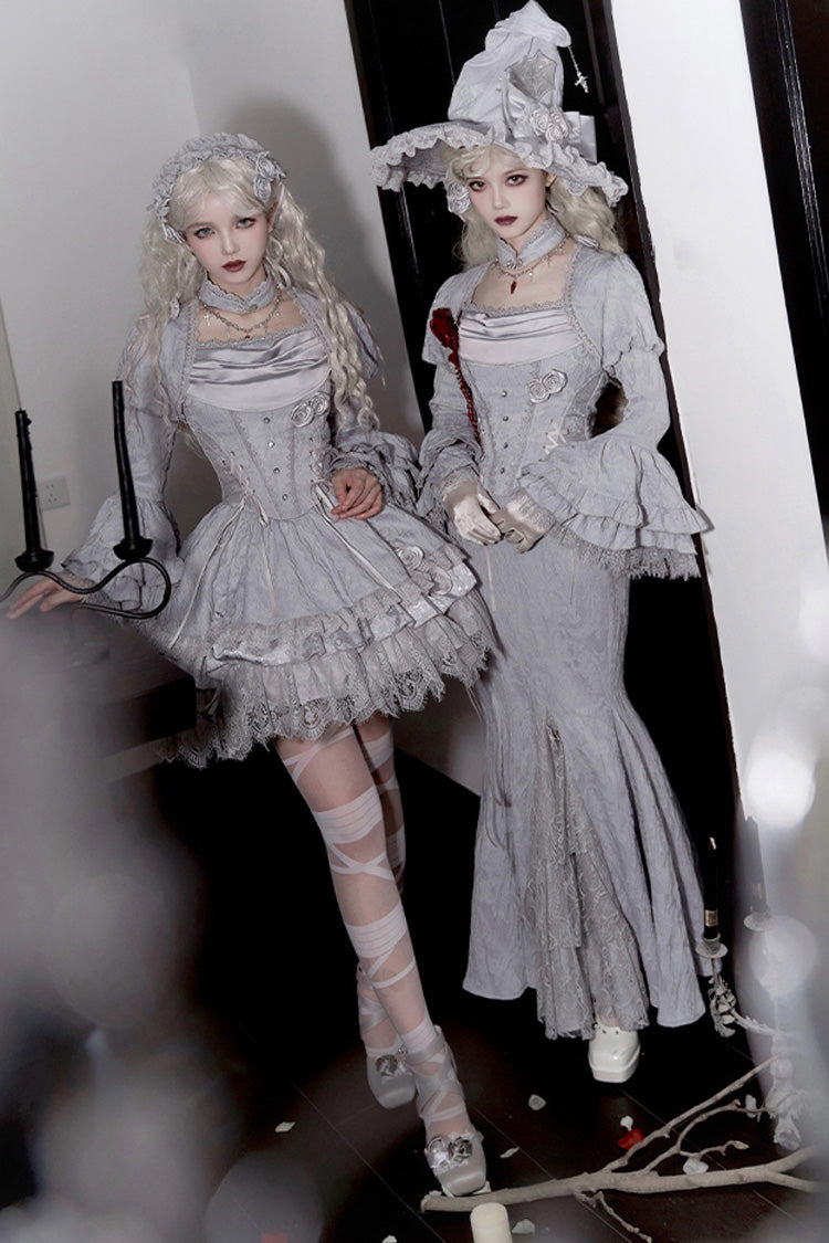 Witch Lolita Fishtail Skirt Set with Ruffle Lace