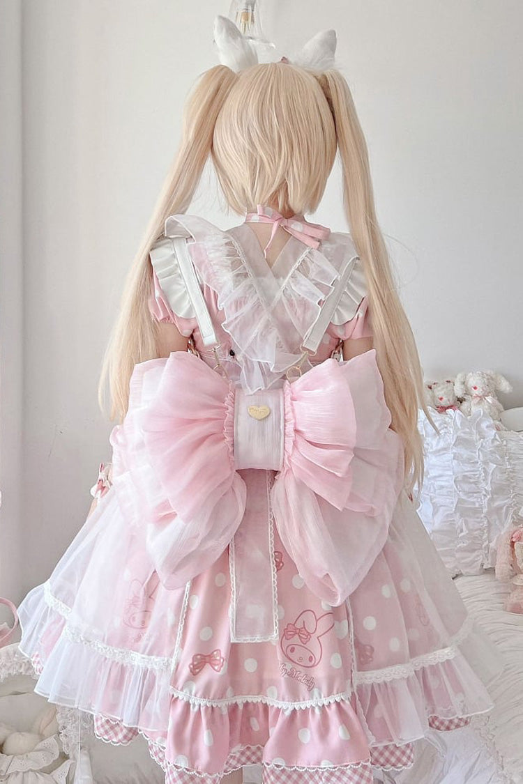 Metal Heart Nameplate Backpack with Big Bowknot