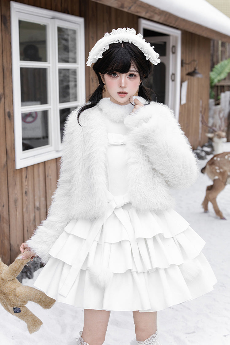 Triple Ruffled Bow Sweet Lolita JSK Outfit