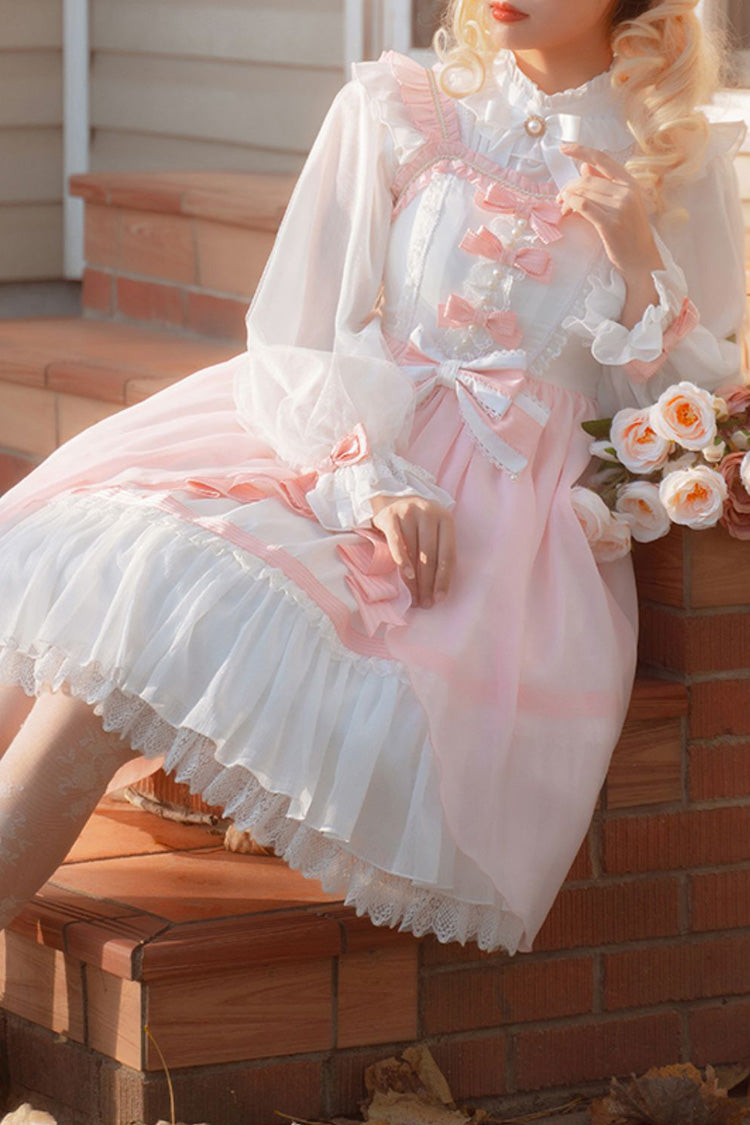 Blush Sleeveless Ruffle Cardigan Bow Lace Sweet Plus JSK Dress