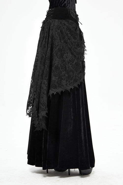 Obsidian Velvet Cardigan with Gothic Skirt