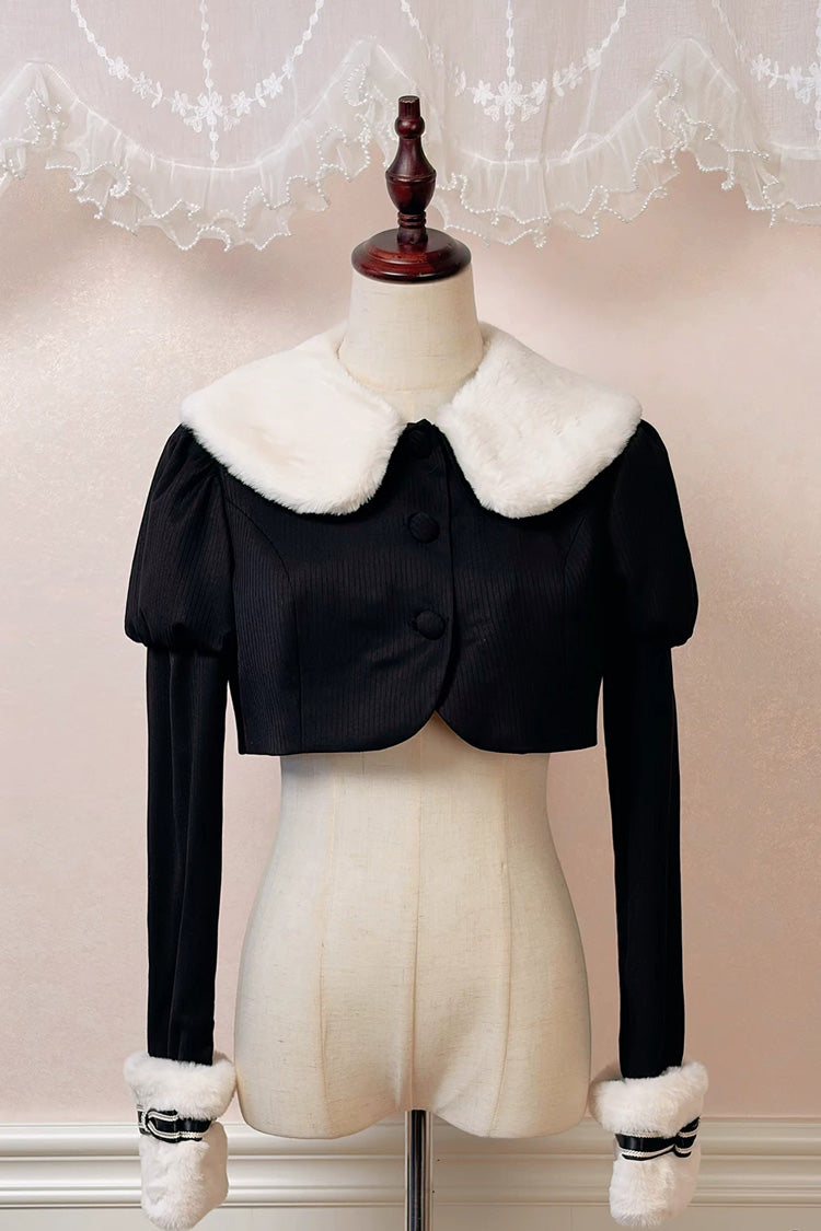 Classic Gothic V-Neck Multi-Layered Printed Ruffled JSK Dress - Honor Guard Gala