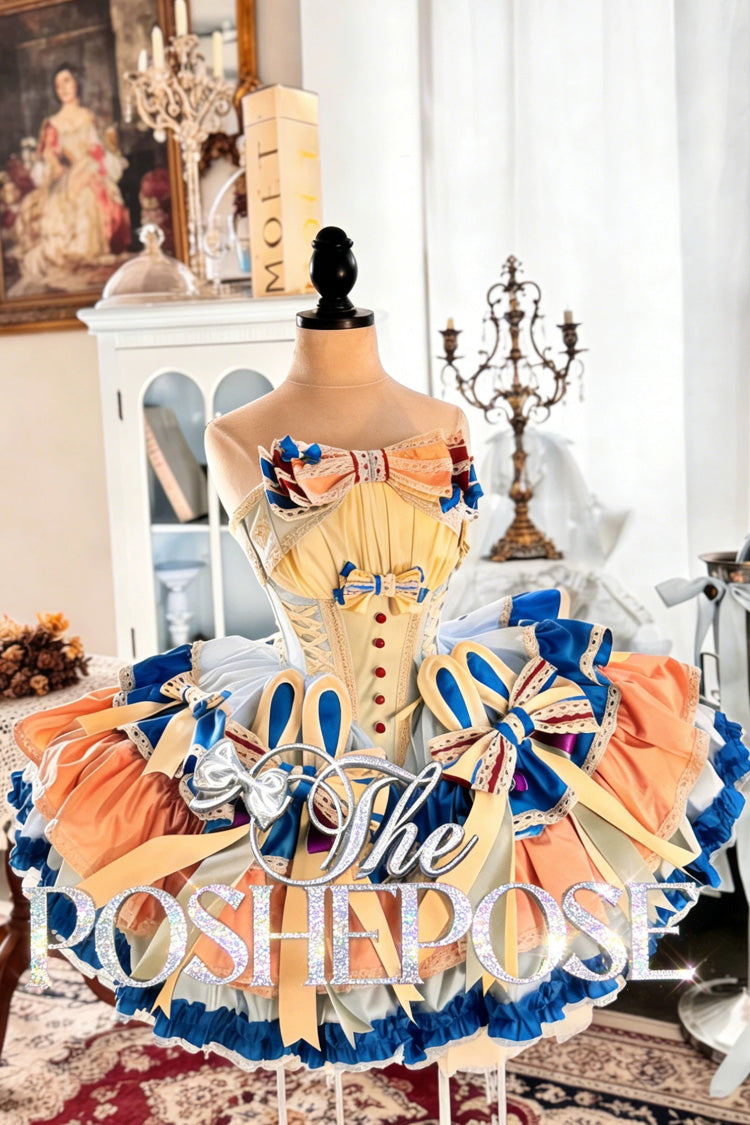 Multi-Layered Lace-Up Ballet Dress - Candy Paper Ribbon × Sleepy Bunny Doll Shop