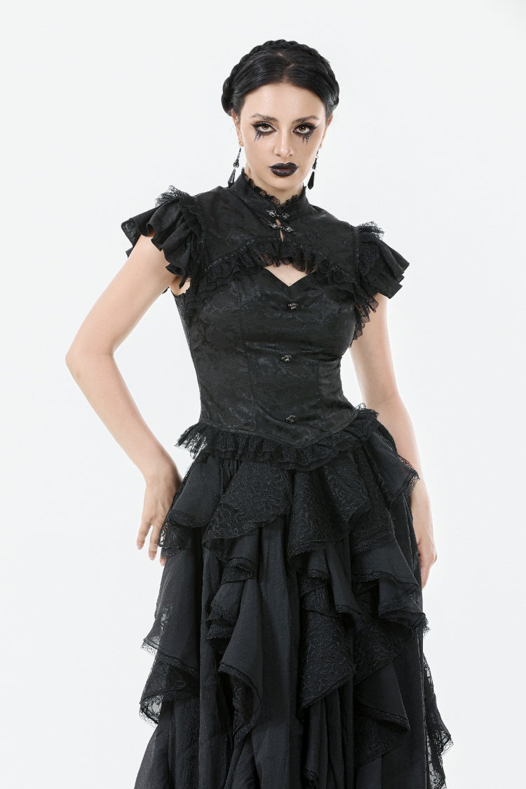 Victorian Corset Top with Lace-Up Front and Cutouts