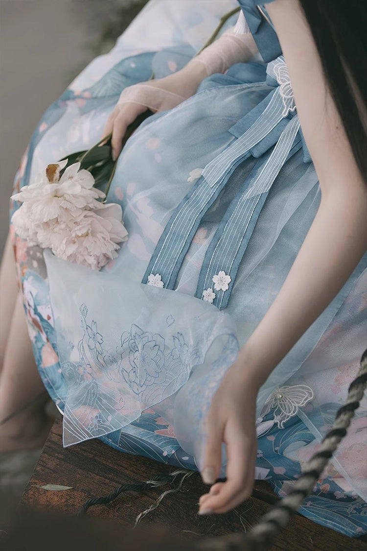 Multicolor Mount Fuji Cherry Blossom Printed Bow Alice Sweet Lolita JSK