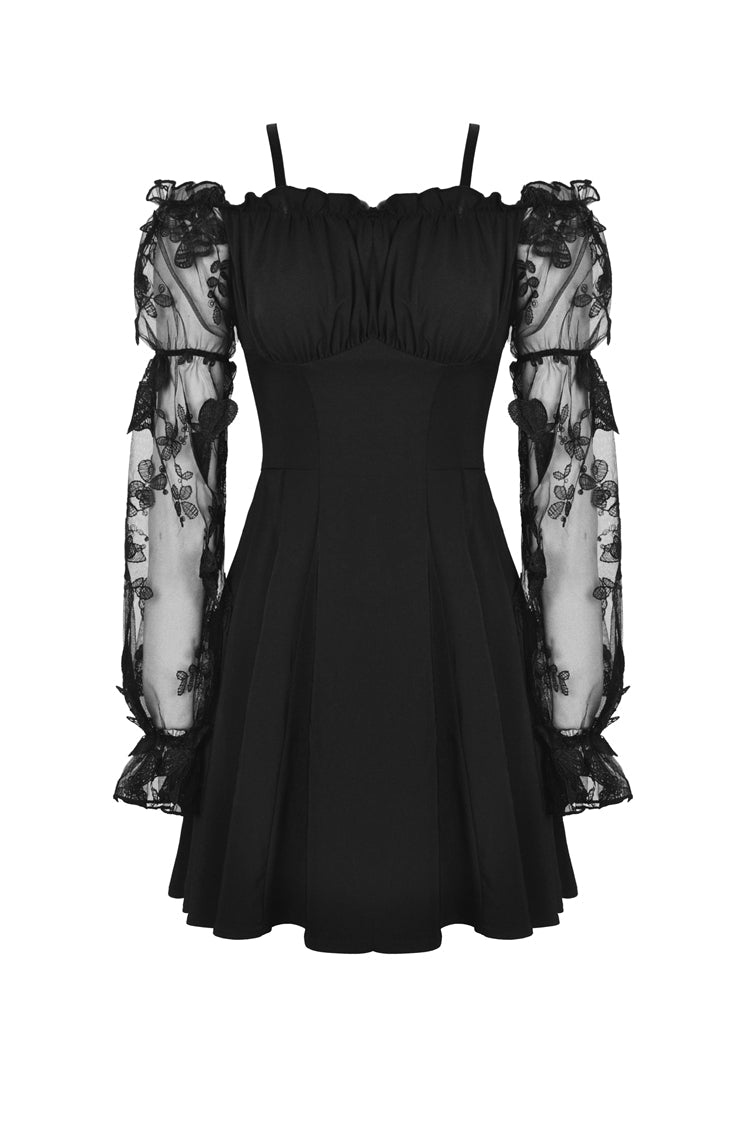 Graduation Lace Dress with Off-Shoulder and Lace-Up Front