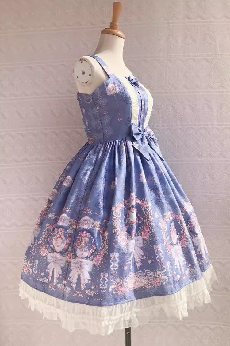 Delicate Print Ruffle Bowknot Sweet Lolita JSK Dress, Four Colors