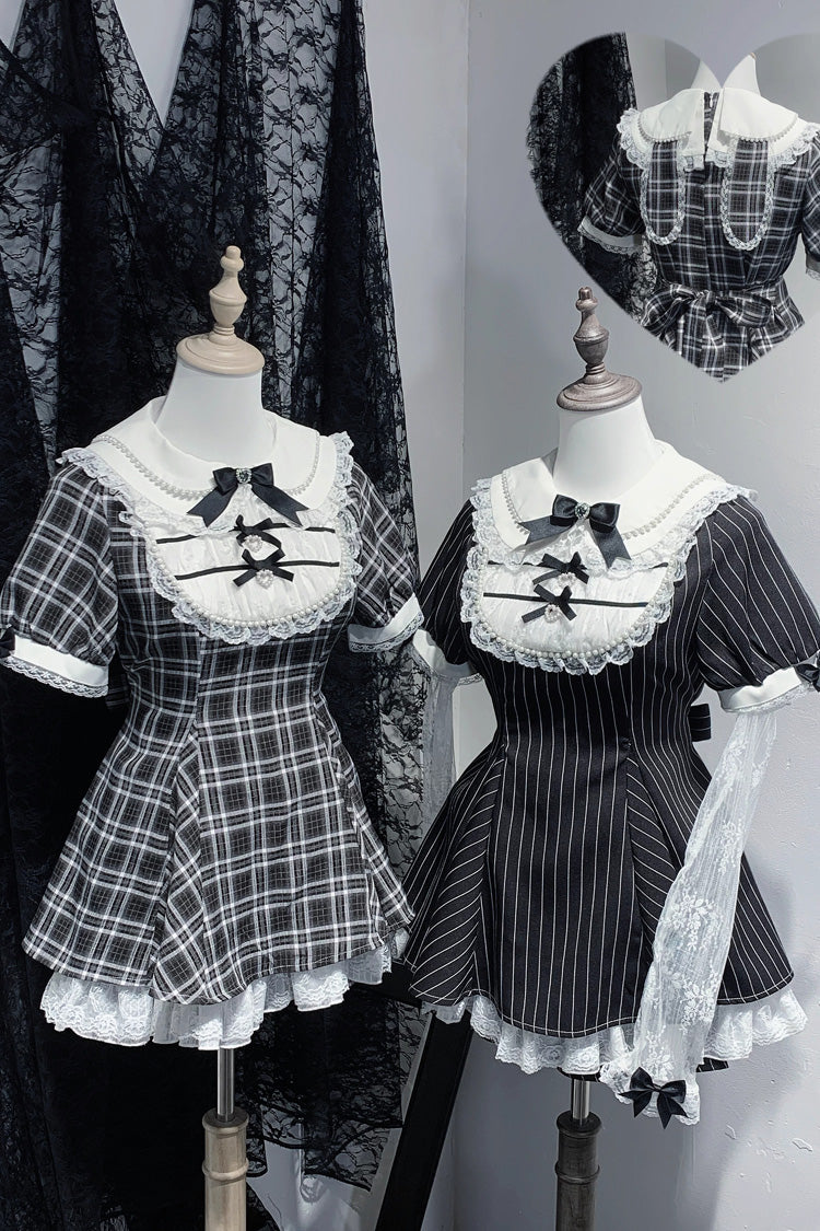 Gothic Japanese Dress Set with Rabbit Ears and Doll Collar - Moonlight Whispers, 2 Colors