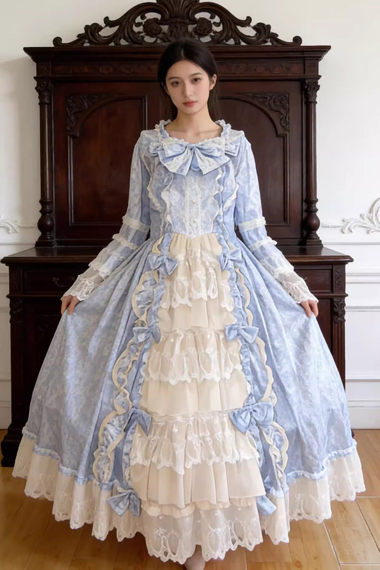 Victorian Lace Princess Dress - Plus Size Ruffled Front Bow