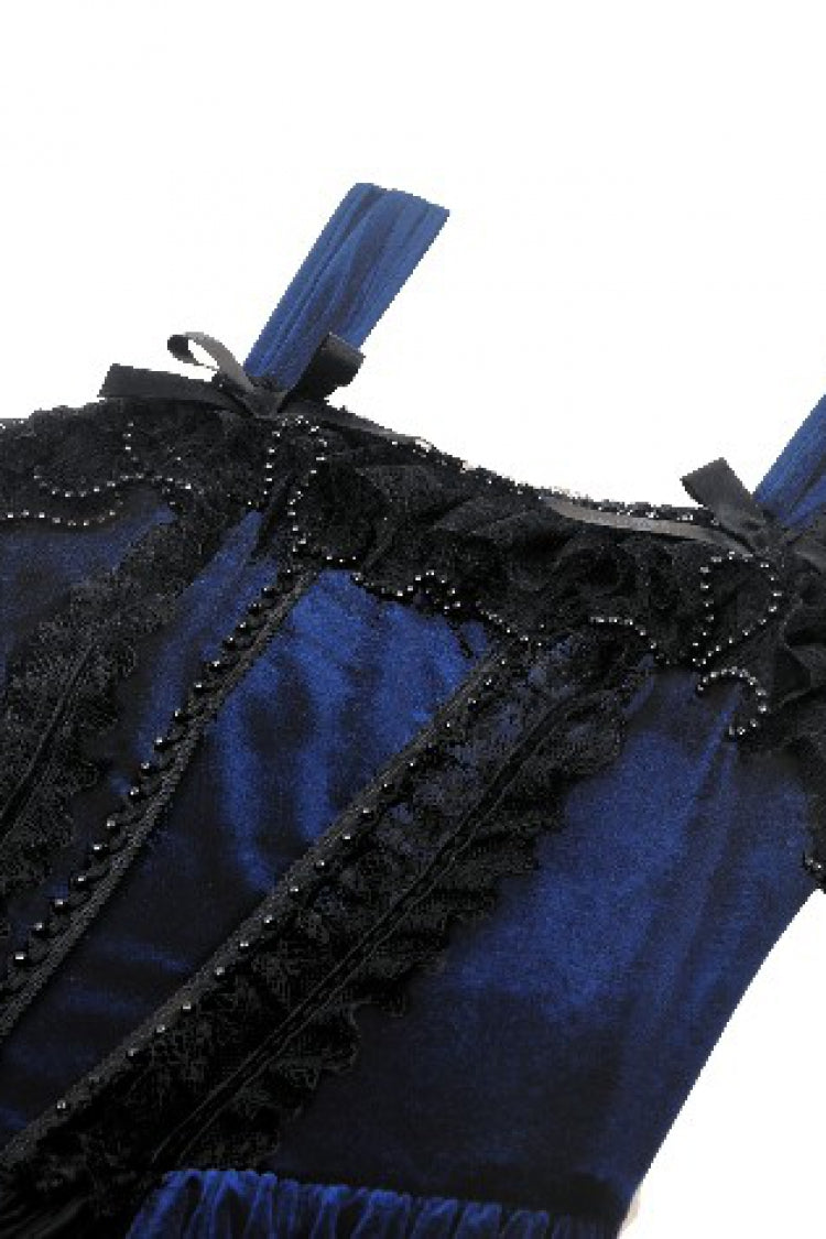 Black/Blue Multi-Layered Lace Slip Dress for Women