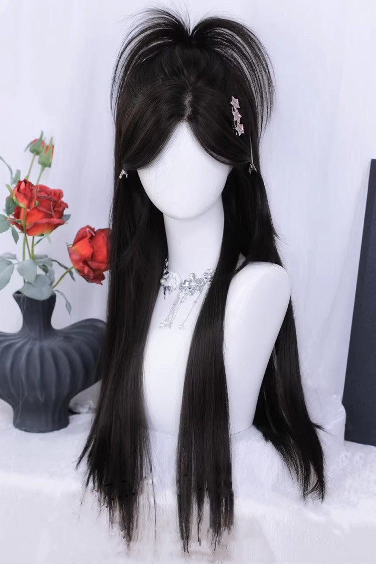 Everyday Straight Long Wig with Side Bangs in Two Colors