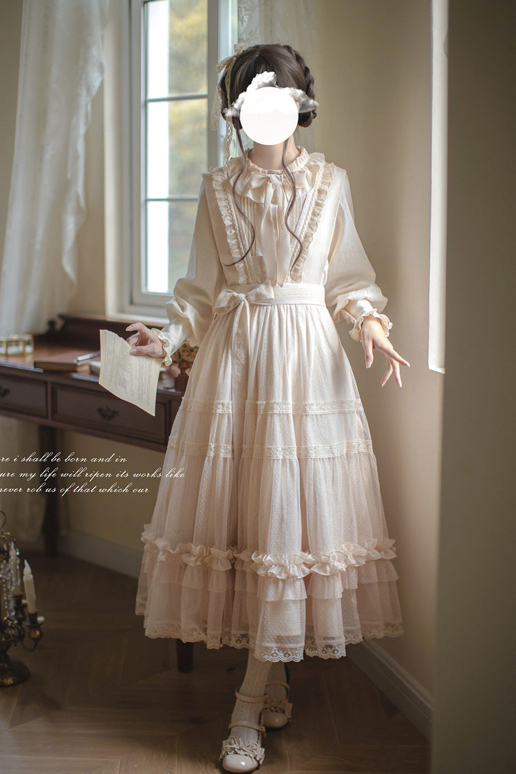 Ivory Sleeveless Ruffled Lace Japanese Elegant Lolita Jumper