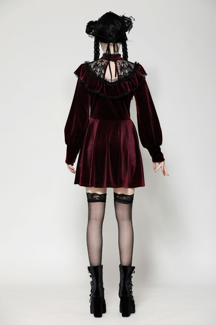 Scarlet Crochet Velvet Gothic Graduation Gown