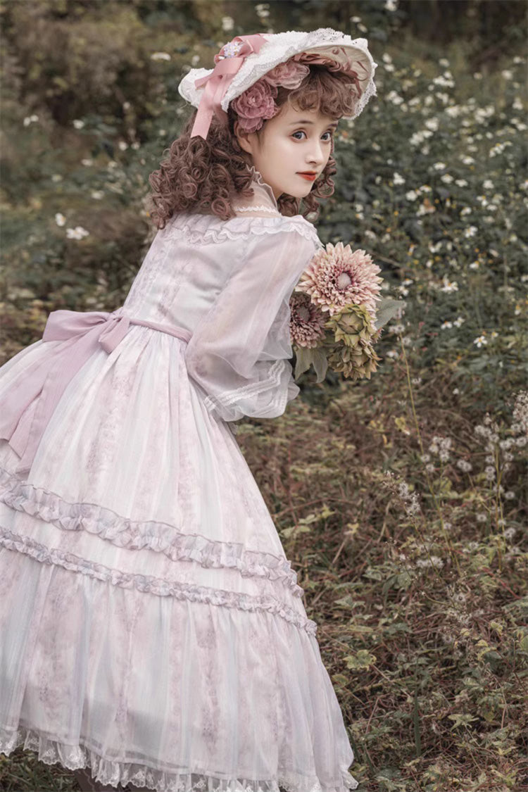 Elegant Plus Size Lace Dress with Ruffle Sleeves in Light Purple