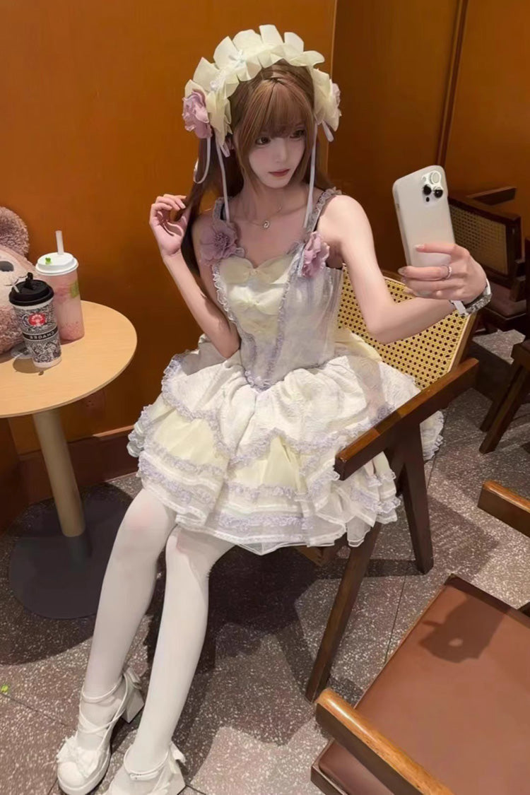 Jasmine Rain Print Stitching Lace Sweet Lolita JSK Dress in Six Colors