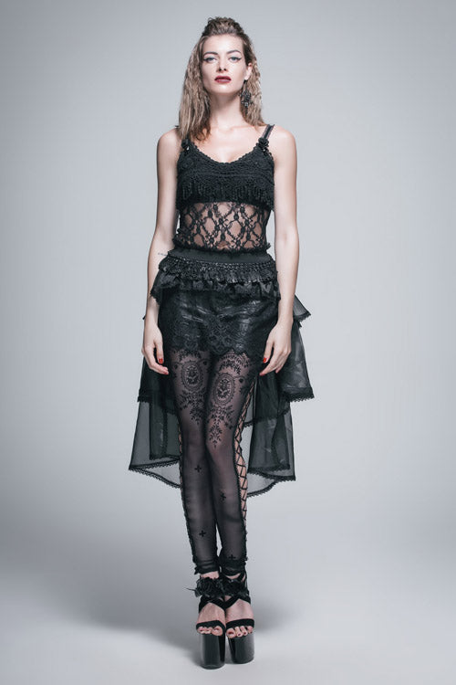 Gothic Black Organza Swing Multi-Layer Puffy Half Skirt