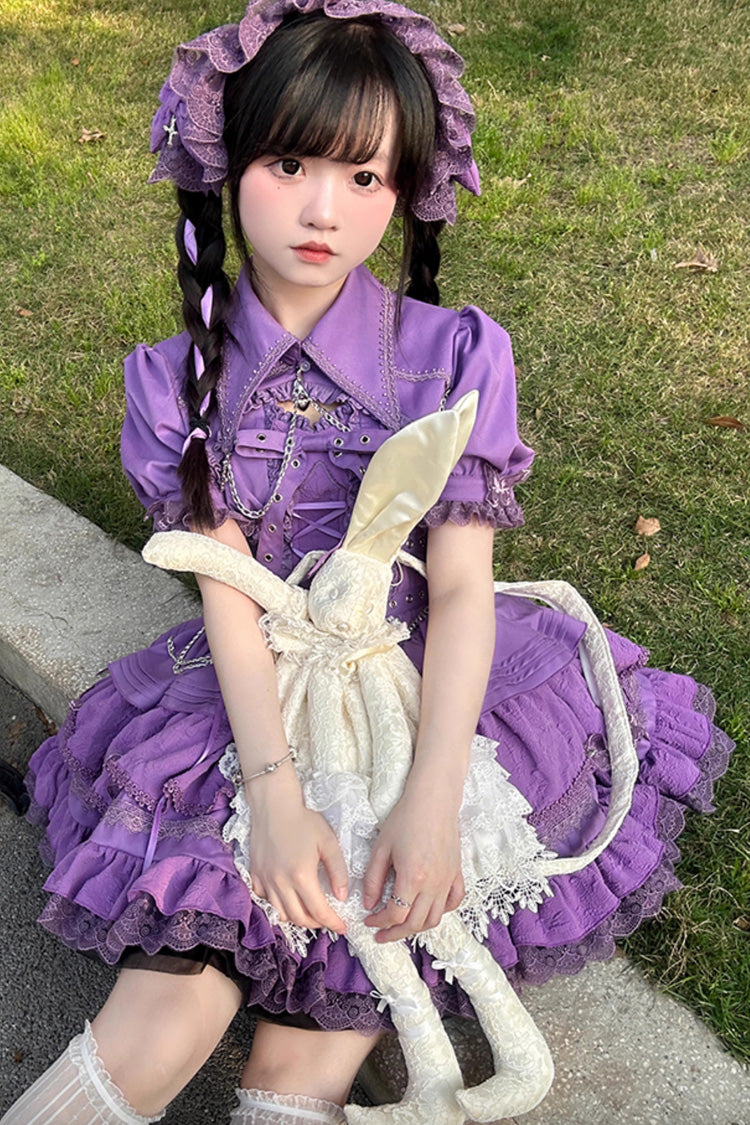 Sleeveless Triple Ruffle Bow Lace Up Gothic Lolita Jsk Dress