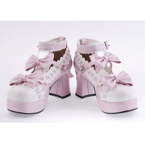 Blush Round Strap High-Heel Lolita Shoes