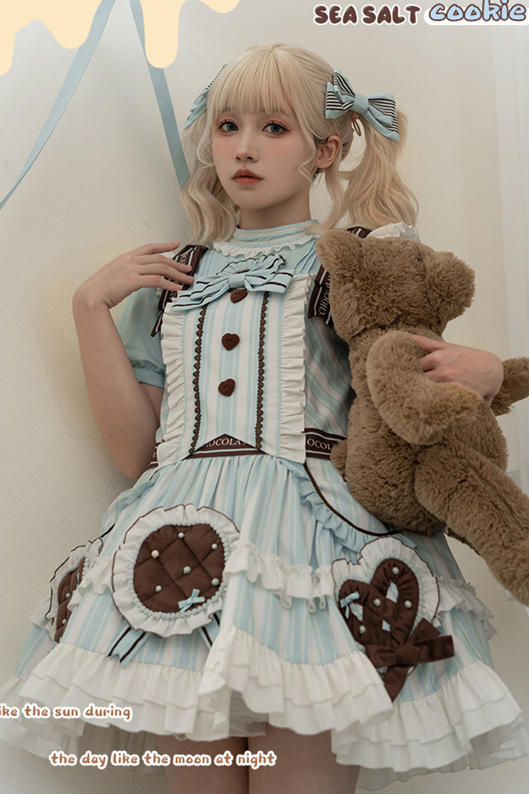 Sea Salt Cookies Short Sleeved Printed Ruffled Sweet Lolita Dress