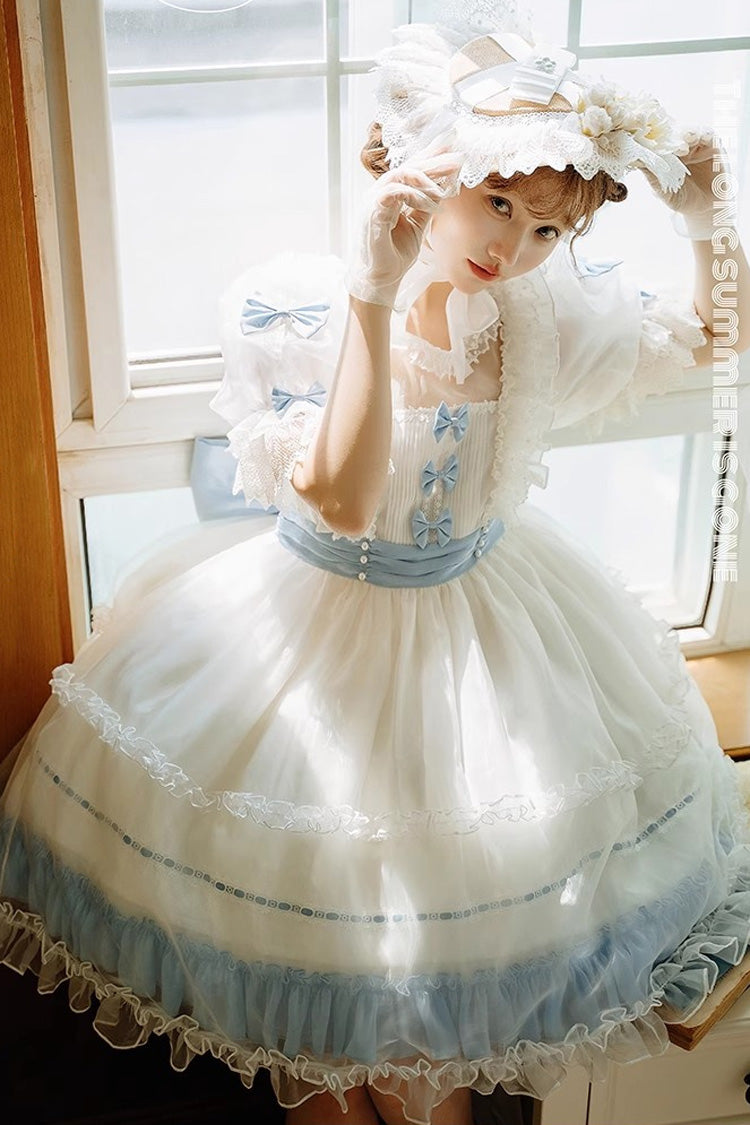Sweet Lolita Dress with Ruffled Bow and Lace - Moonlight Sonata, 4 Shades