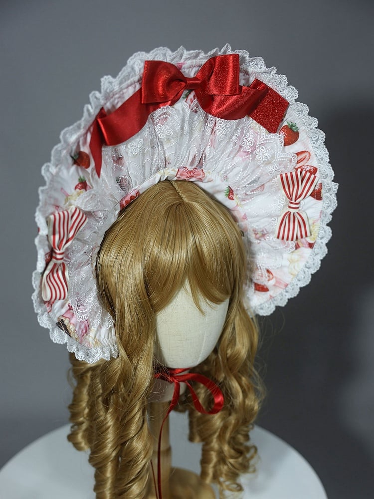 Bonnet White Yellow / Pink Lolita Sweet