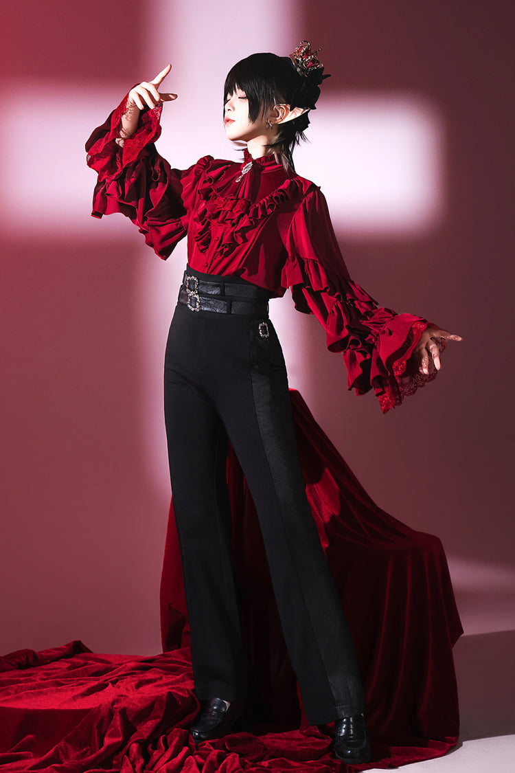 Noir Long-Sleeve Ruffled Ouji Skirt and Blouse - Day and Night Song