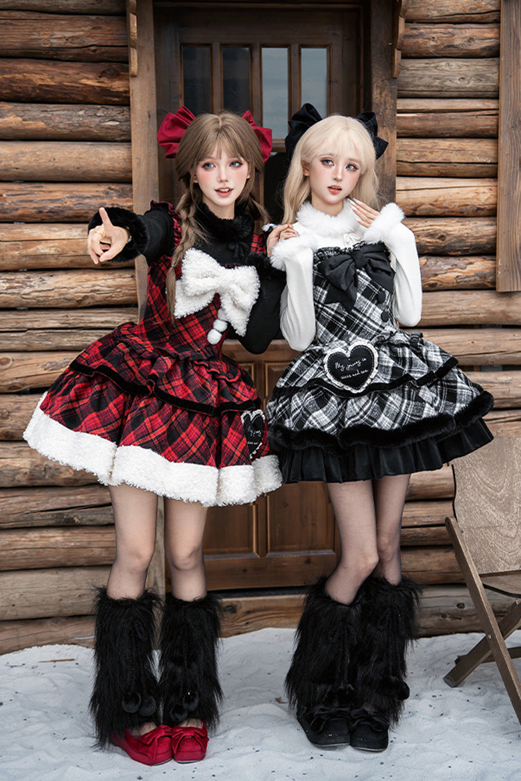 Letters Poems Snowy Night Serenade Triple-Layered Print Ruffle Bowknot Sweet Lolita Jsk Dress Set