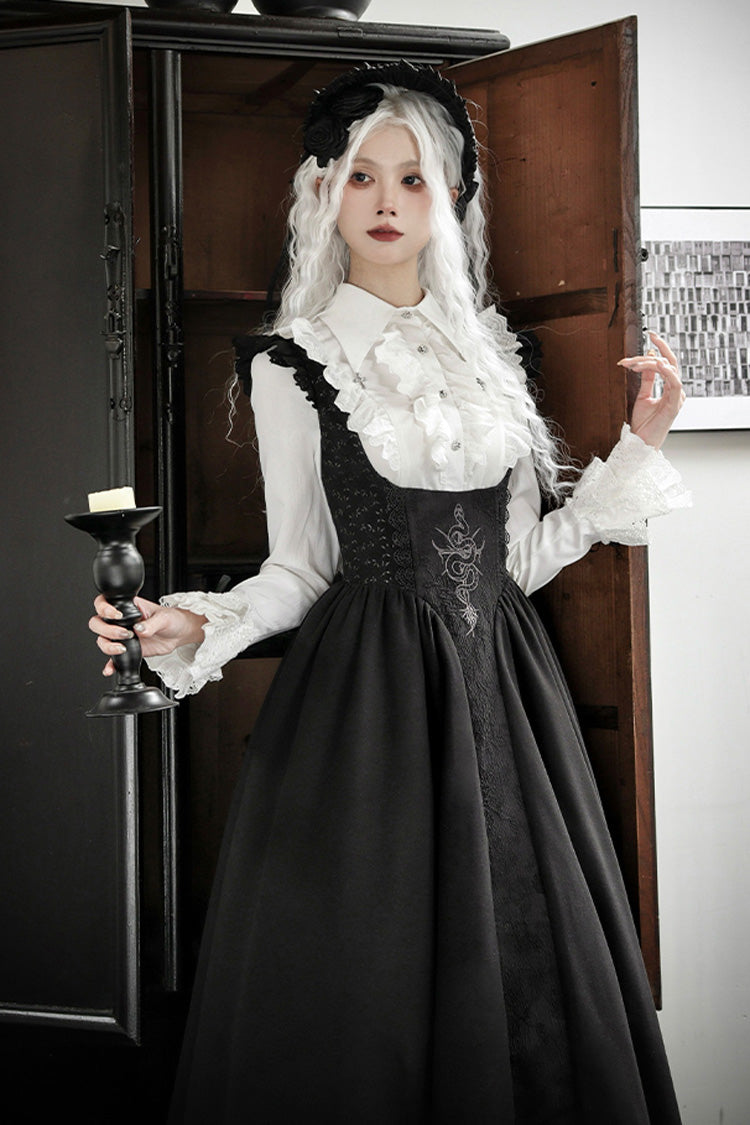 Black Cross Snake Print Embroidery Gothic Lolita Strap Dress