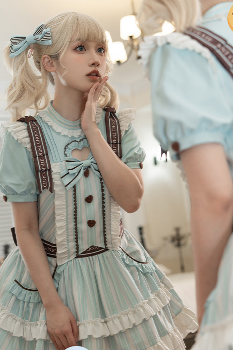 Sea Salt Cookies Short Sleeved Printed Ruffled Sweet Lolita Dress